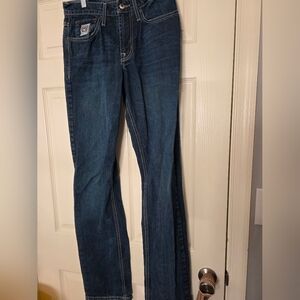 Cinch Mens White Label Dark Stonewash Jeans W28" x L36" Western